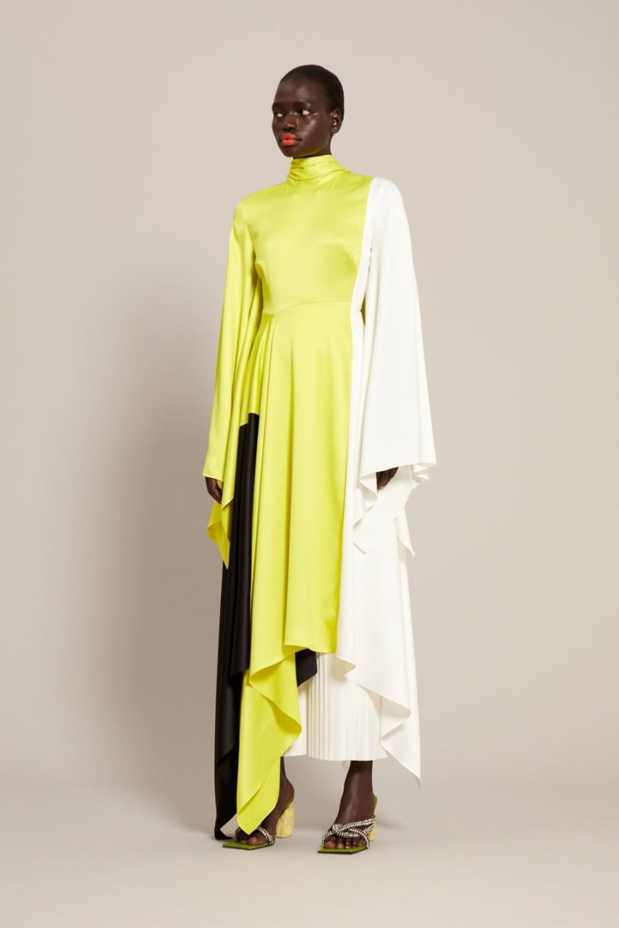 Online Solace London The Ella Dress In Colour Block Sulphur