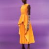 Hot Solace London The Severny Midi Dress In Bright Orange