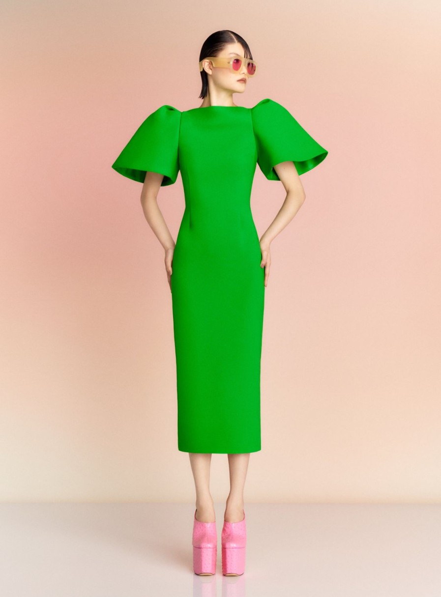 Best Solace London The Lora Midi Dress In Bright Green