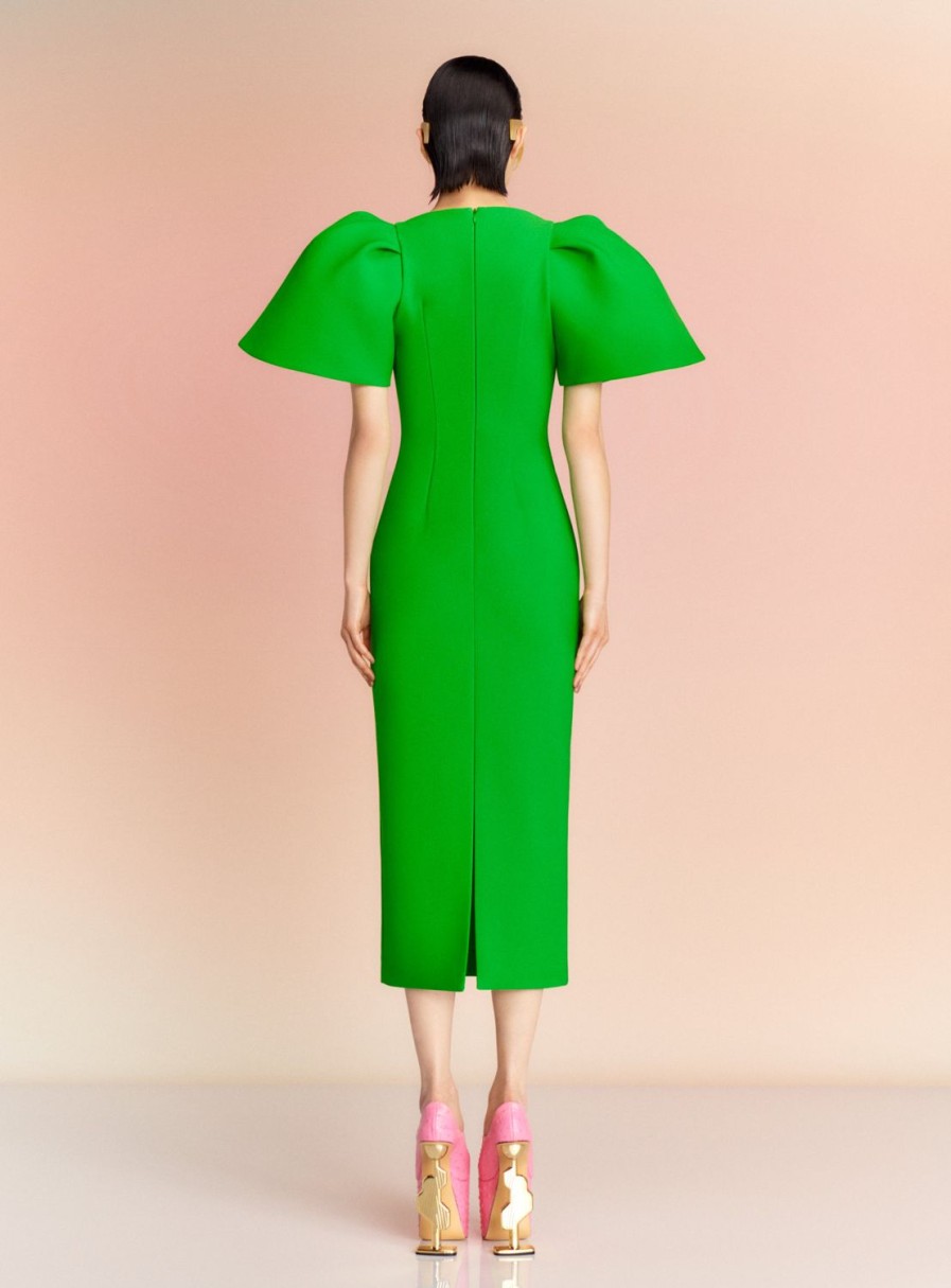 Best Solace London The Lora Midi Dress In Bright Green