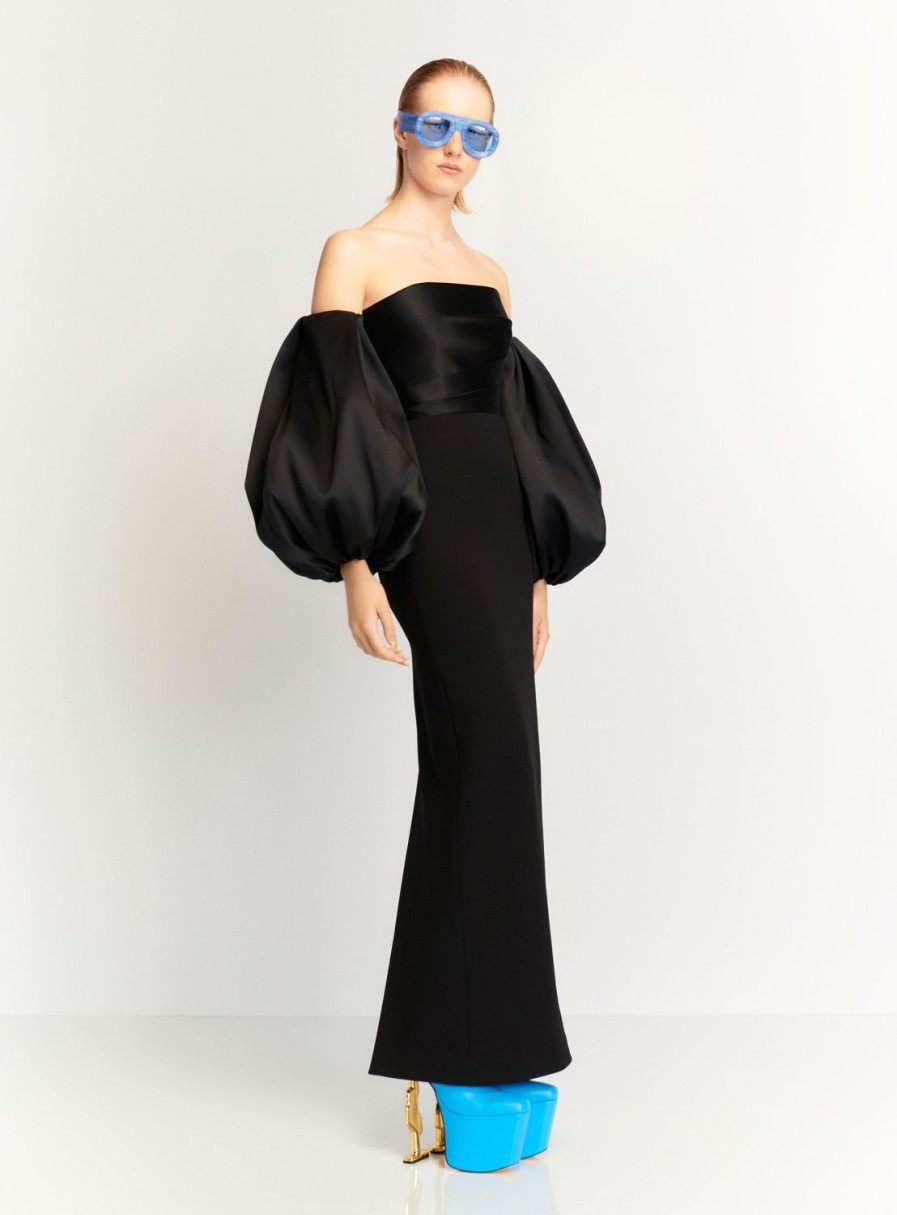 Hot Solace London The Carmen Maxi Dress In Black