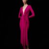 New Solace London The Lorena Midi Dress In Fuchsia