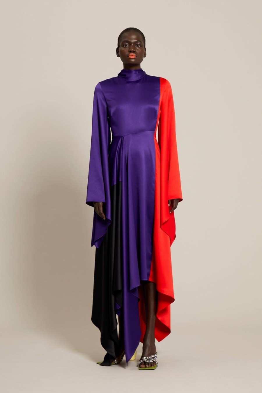 Hot Solace London The Ella Dress In Colour Block Purple