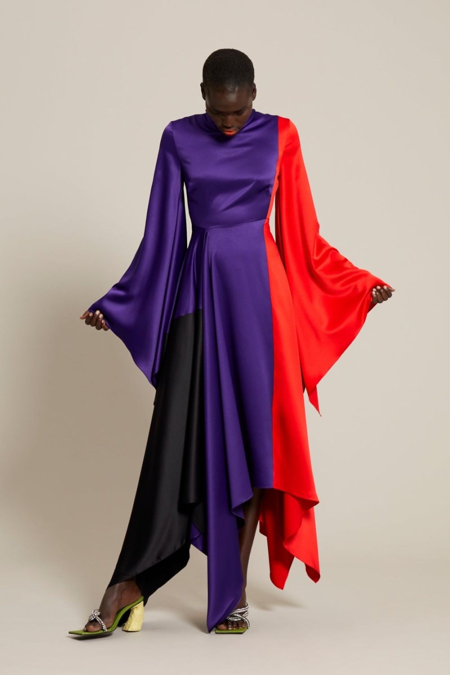 Hot Solace London The Ella Dress In Colour Block Purple