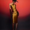 Hot Solace London The Orla Midi Dress In Gold