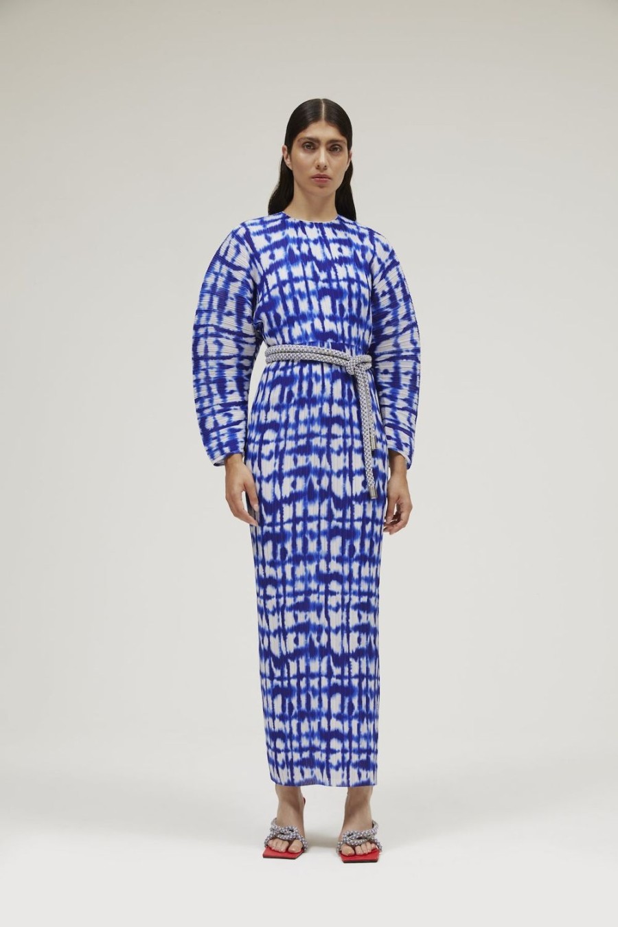 Best Solace London The Mirabelle Dress In Cobalt Blue Painted Check