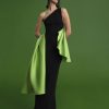 Best Solace London The Calla Maxi Dress In Black & Chartreuse