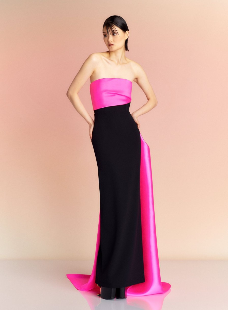 Hot Solace London The Kinsley Maxi Dress In Hot Pink & Black