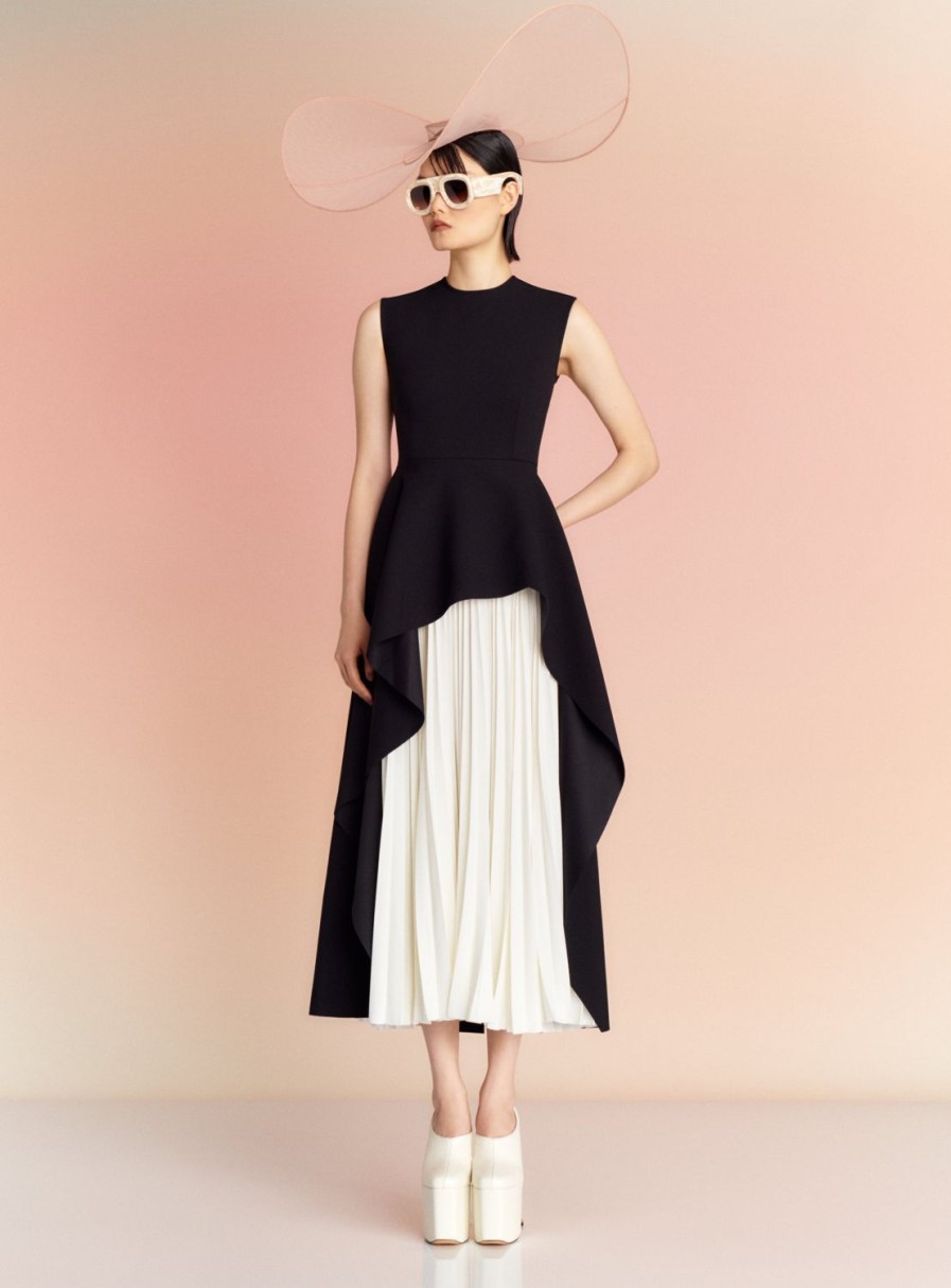 Best Solace London The Severny Midi Dress In Black & Cream